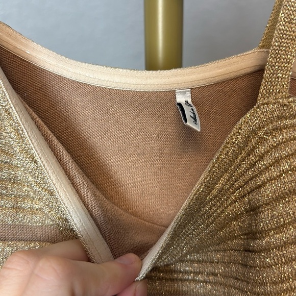 Herve Leger Bandage Metallic Striped Trumpet Gown Gold - Picture 13 of 13